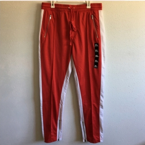 Ninth Hall Men's Track Pants Joggers Red And White - Picture 6 of 6